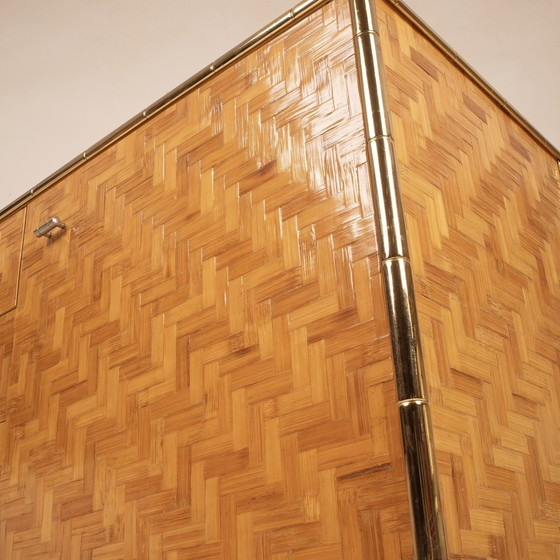 Image 1 of Credenza In Bamboo Pressato E Ottone 1975