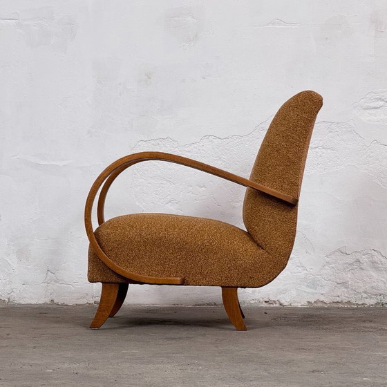 Image 1 of Coppia di poltrone Art Déco H-410 completamente restaurate, di Jindřich Halabala, 1930