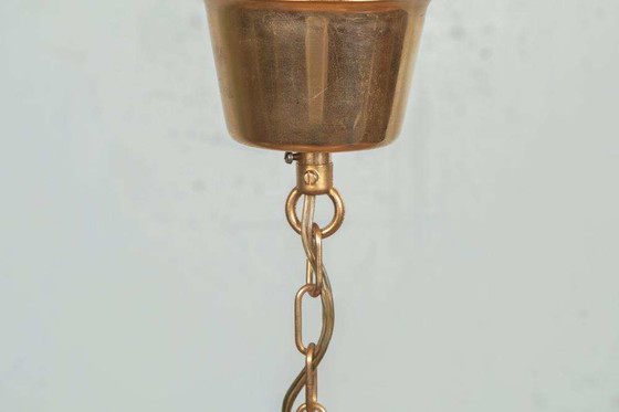 Image 1 of Vintage hanglamp messing & ijsglas, Vitrika glass pendant