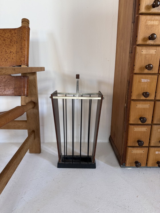 Image 1 of Vintage Messing & Teak Paraplubak ‘60