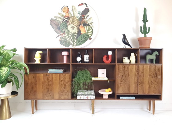 Image 1 of vintage Deense wandkast | vakkenkast palissander hout