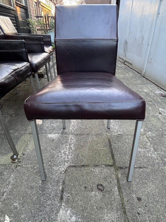 Image 1 of Set of 4 Beautiful KFF Texas Design Chairs in Brown Leather.