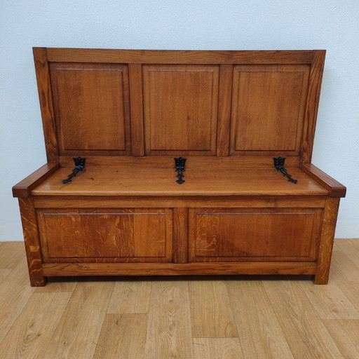 Vintage oak hall bench, bench, storage bench, toy chest