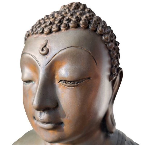Grote bronzen Boeddha – Sri Lanka 16,8 kg en antiek – Beeldhouwkunst, Gold (photo 11 of 17)