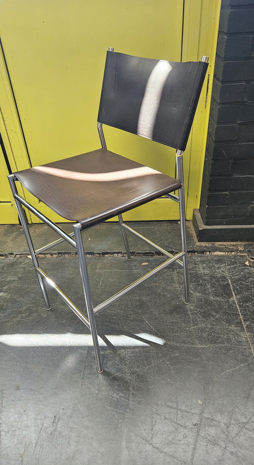 Set of Four Spectrum Bar Chairs by Martin Visser with Brown Saddle Leather