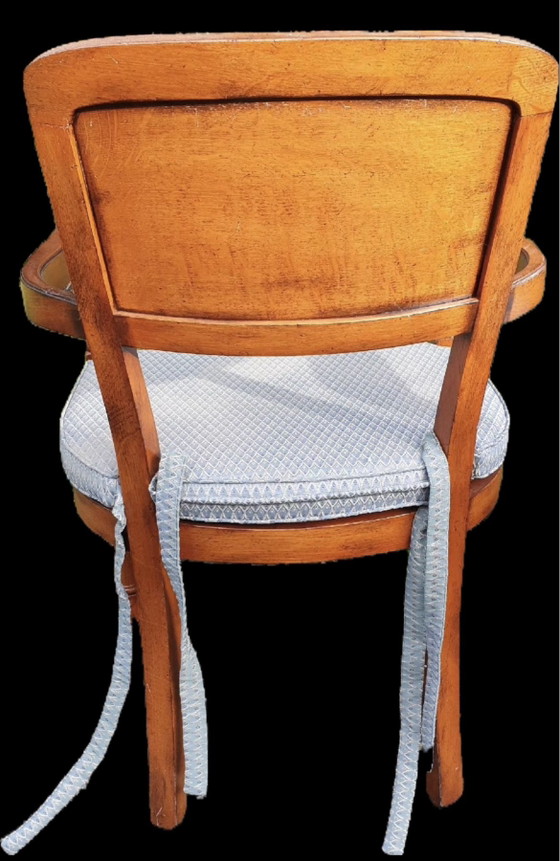 6 chaises de salle à manger RAC en bois de cerisier avec accoudoirs – Textile (photo 4 of 6)