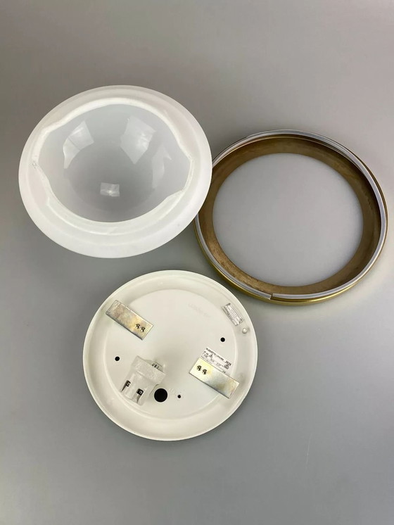 Image 1 of 70er Jahre Limburg Glashütte Plafoniere Deckenlampe Glas Space Design Lampe 70s