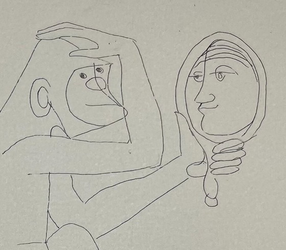 Image 1 of François-Xavier Lalanne - De aap bij de spiegel - 2002, ets op papier