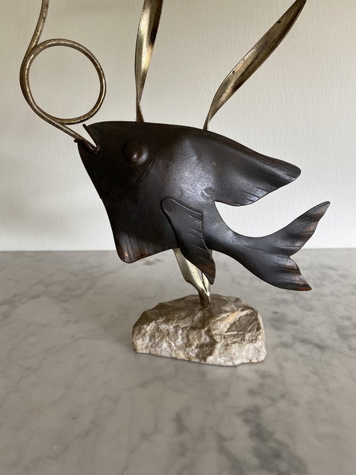 Copper decoration fish on base