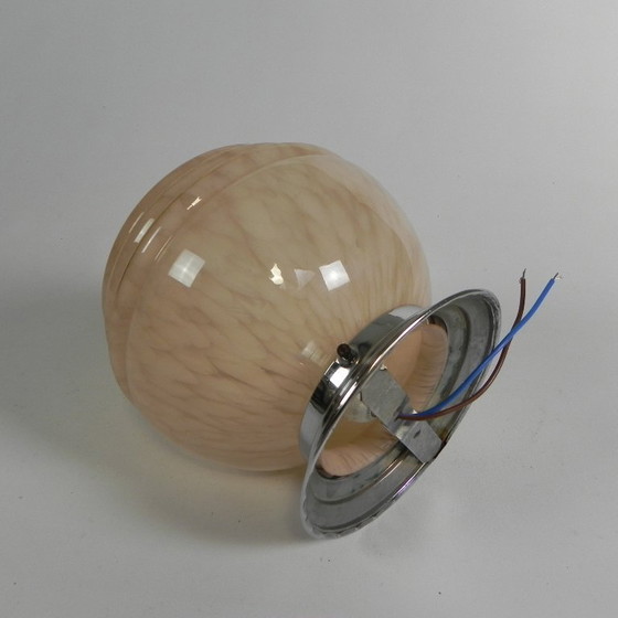 Image 1 of Lampada da soffitto Art Déco con globo rosa nuvoloso, anni '30