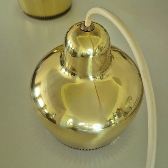 Image 1 of Set of 2 Golden bell lamps by Alvar Aalto, Denmark, 1950s