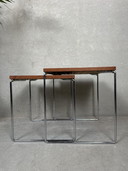 Tavolini impilabili vintage - Teak e cromo