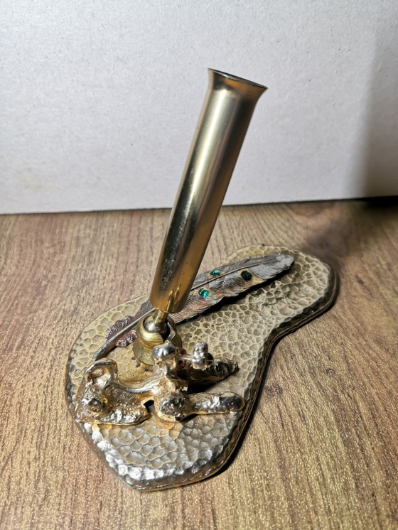 Image 1 of Fountain Pen / Penholder Brass Poodle Royal / Vintage 70's design