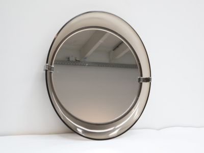 Vintage mirror / glass plastic / brown / oval (photo 5 of 5)