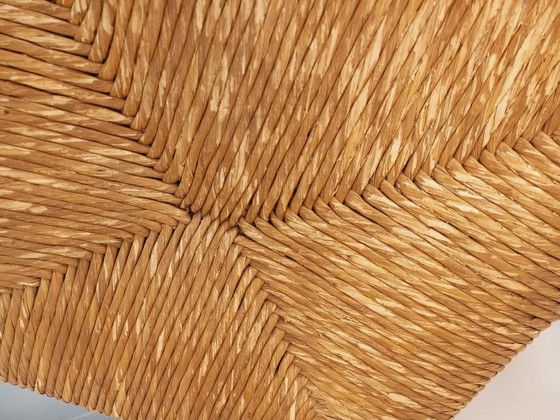 Image 1 of Suite van 2 vintage Brutalistische fauteuils in eiken en stro uit de jaren 60