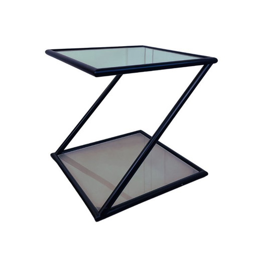 Table Harvink Z – métal noir et verre