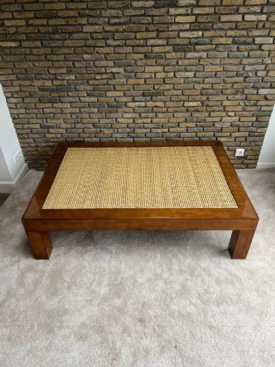 Image 1 of Vintage Ralph Lauren Home coffee table with woven wooden top