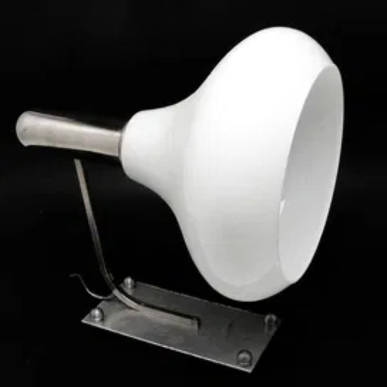 Postmoderne wandlamp, Polen, jaren 70, Wandlampen, Glas, Metaal, Zilver (foto 2 van 7)