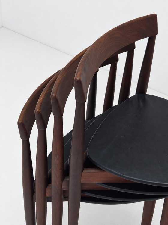 Roundette Teak Dining Chairs By Hans Olsen For Frem Rojle, 1960s Set Of 4 – Leather, Wood (photo 11 of 16)