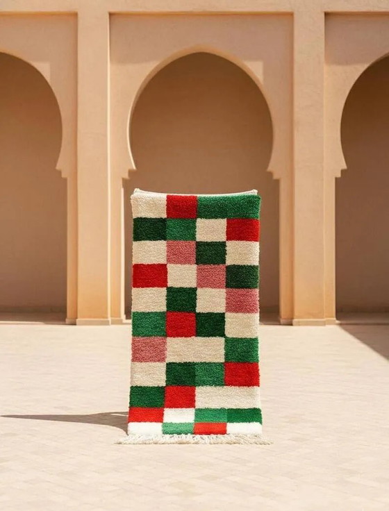 Tappeto runner marocchino natalizio – Lana a quadri rossi e verdi 300X70 – Tappeti, Wool (photo 6 of 7)