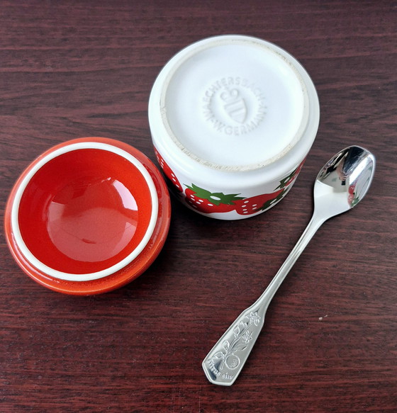 Image 1 of Waechtersbach sugar bowl, jam jar, strawberry, 1960/70