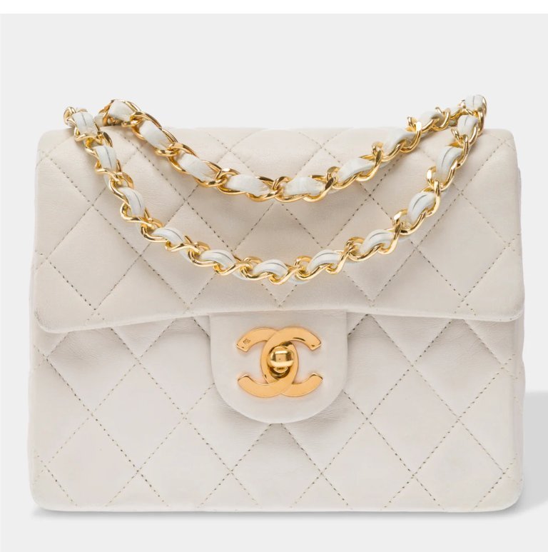 Sac CHANEL Timeless/Classique en Cuir Blanc - 103455 Precio de