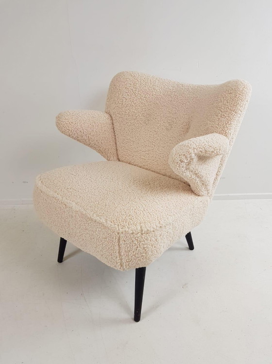 Vintage Cocktailstoeltje Fauteuiltje Teddy Nieuw Gestoffeerd – Wood, Textile (photo 9 of 10)