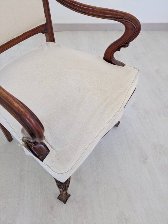 Image 1 of Art Nouveau - Sessel (2) - Holz, Stoff