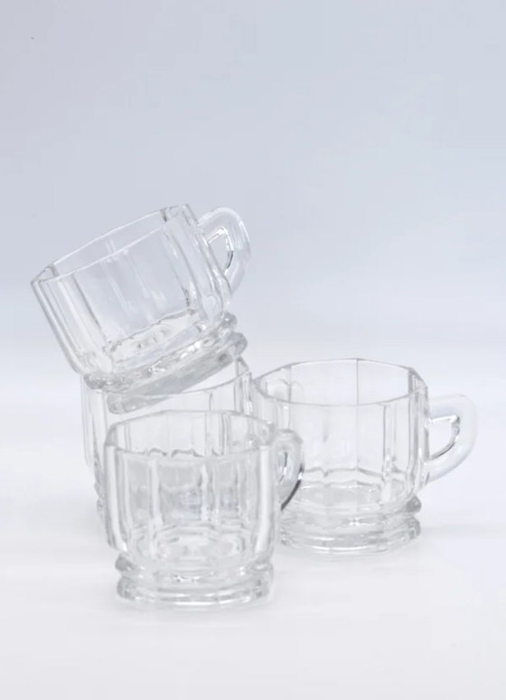 Image 1 of Set di 4 tazze da tè Walther in cristallo esagonale vintage - anni '70