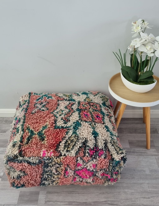 Vintage berber pouf made of real wool