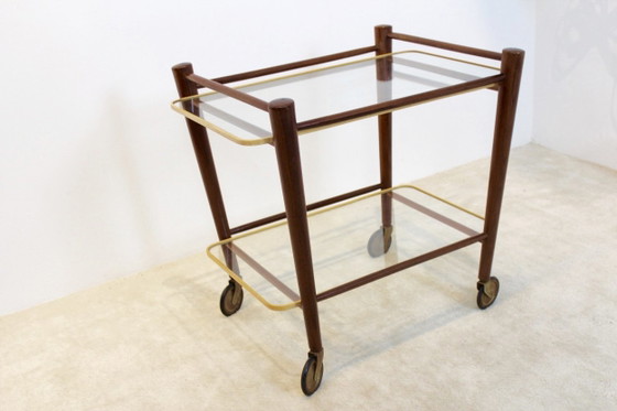 Serving Trolley by Cees Braakman for Pastoe, Bar carts, Glass, Rubber (photo 3 of 7)