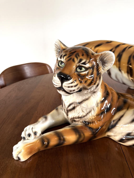Image 1 of Set di 2 tigri in ceramica vintage, Italia anni '60