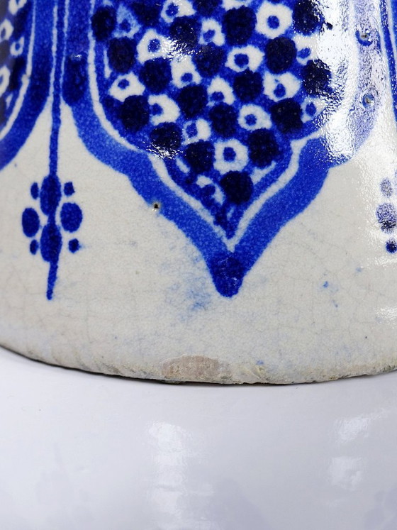 Image 1 of Large Moroccan vase/jar, Fez, handmade Khabia ceramic, 19th-20th century, cobalt