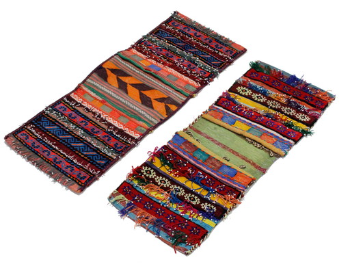2x Original Handgeknüpfte Salz Tasche Aus Echter Wolle, Khurjin, Afghan Deco 70x30 cm