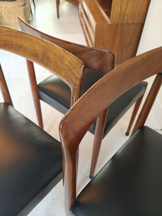 Design Dining chairs Lubke set of six, Wood, Leather, Brown (photo 14 of 14)