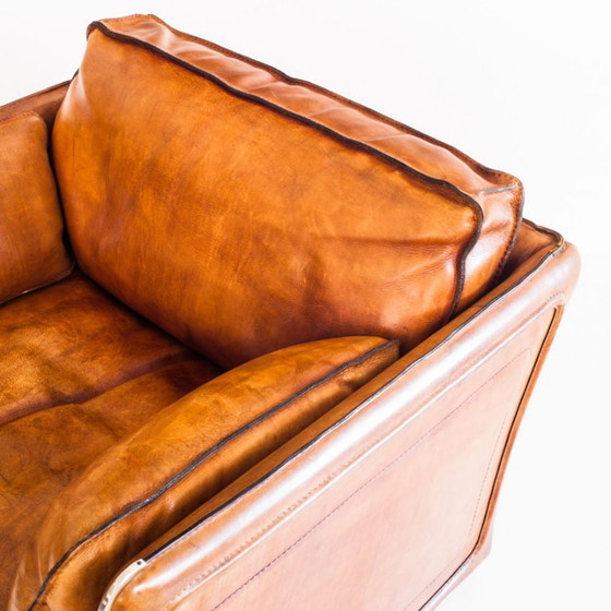 Fauteuil club vintage Roche Bobois. Cuir de buffle camel. France, années 1980 – Leather (photo 5 of 18)