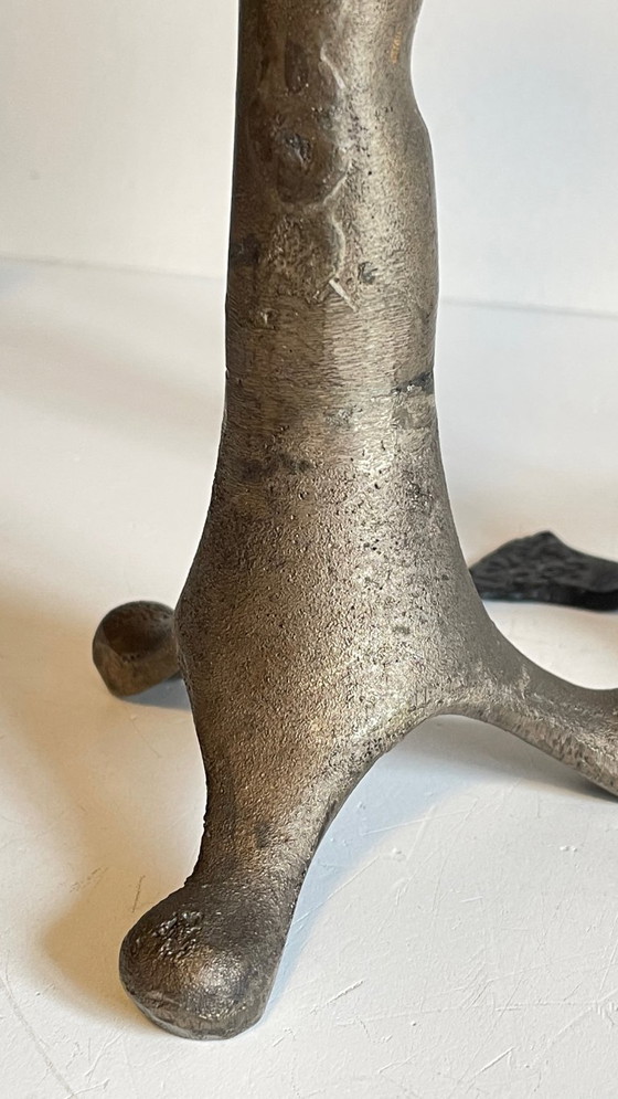 Image 1 of Een paar brutalistische vintage stalen kandelaars