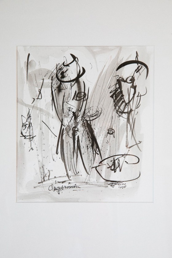 Image 1 of Originele tekening / gemengde techniek op papier