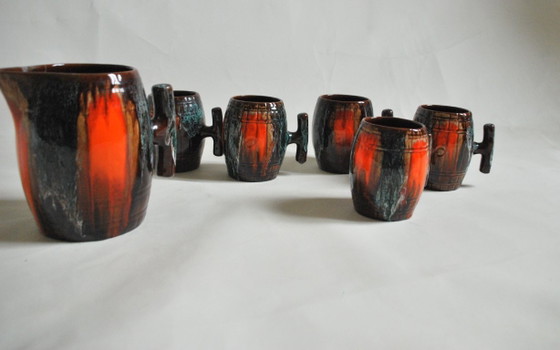 Image 1 of Vintage keramische sinaasappelsapset uit Vallauris, Frankrijk, jaren 1950, set van 6