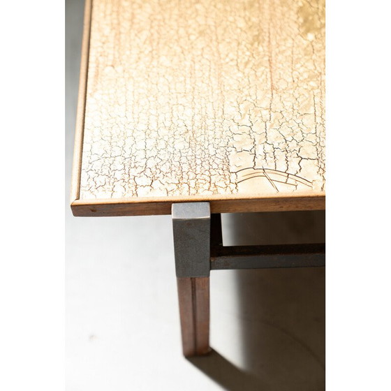 Image 1 of Vintage salontafel in afrormosia, ijzer en gekleurde hars, Italië 1950