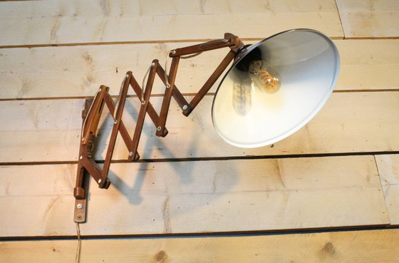 Image 1 of T.J.W. Zweers 60S Teak Scissor Lamp