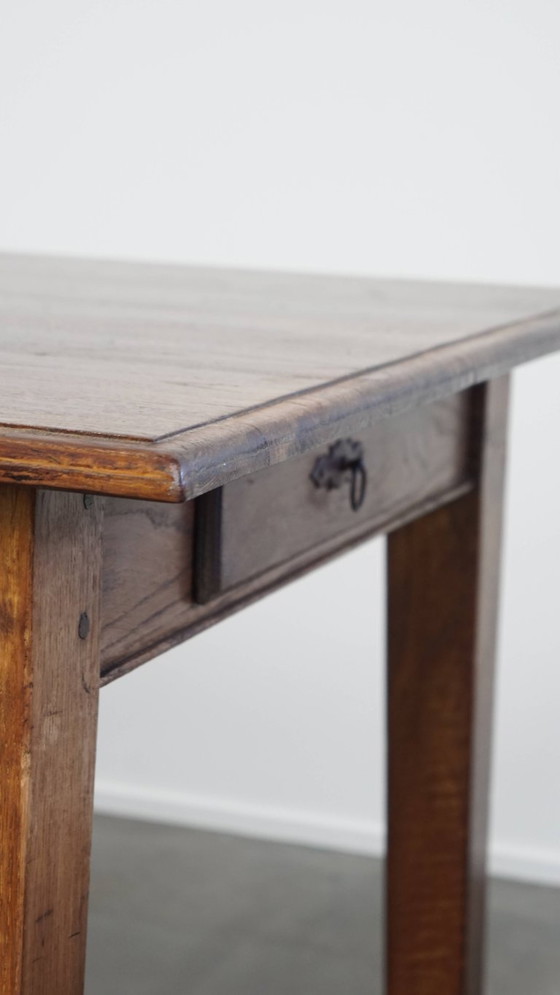 Image 1 of Table de salle à manger ancienne en chêne du début des années 1900 avec plateau rabattable d'un côté