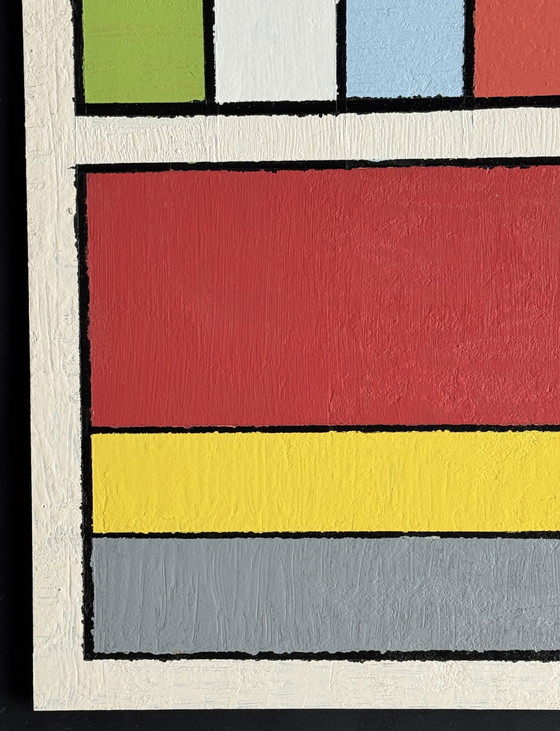 Image 1 of Shozo Hirai - Prachtig constructivistisch schilderij circa 1980