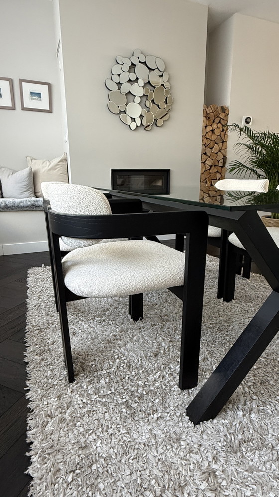 Image 1 of Ensemble de salle à manger complet Habitat en verre et bois avec 4 chaises