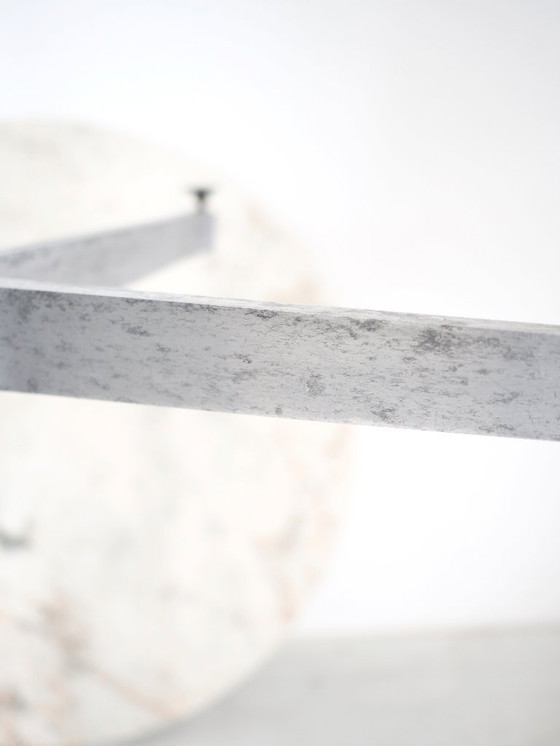 Image 1 of Vintage table with white marble and stainless steel base