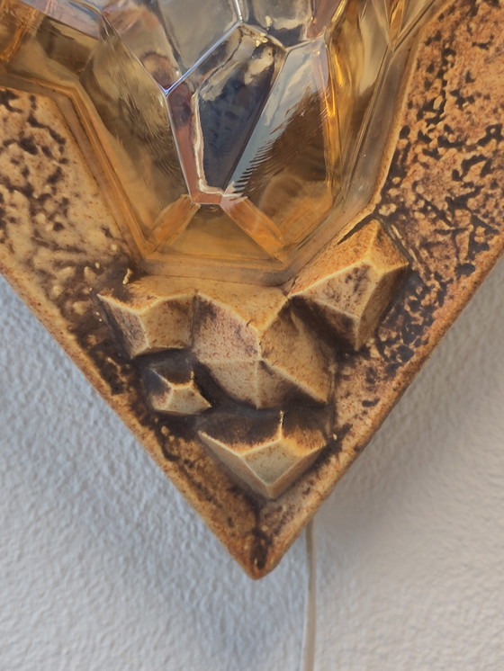 Image 1 of Jaren 70 brutalistische lamp keramiek 