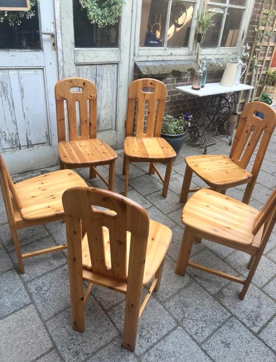 Image 1 of Ensemble de 6 chaises de salle à manger Effezeta en pin