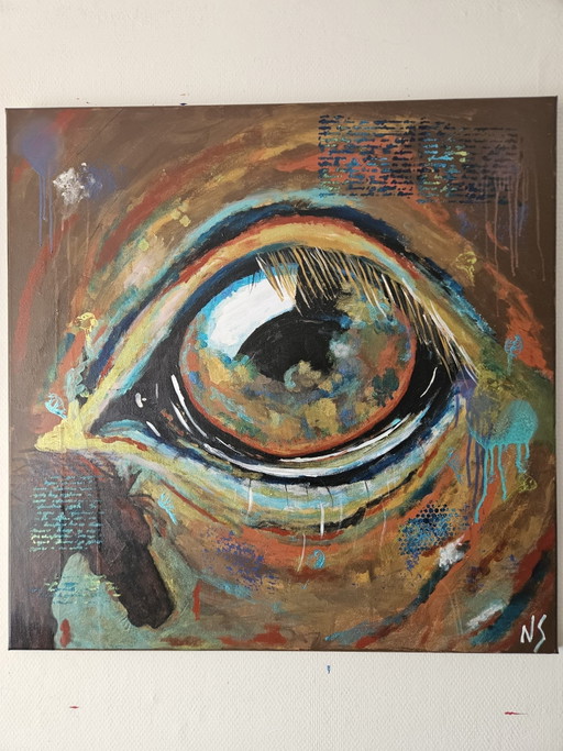 Peinture œil de cheval 80 par 80 cm