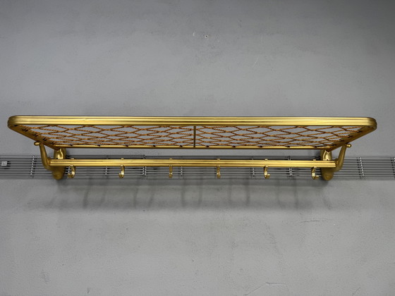 Image 1 of Vintage metalen wandkapstok met touw