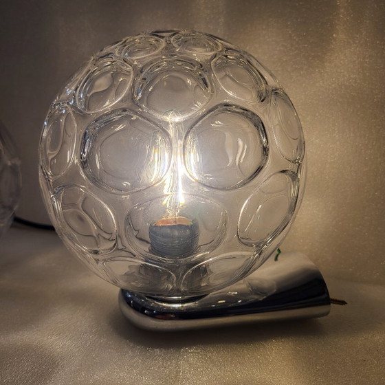 Image 1 of 2 applique da parete in stile space age, con struttura a bolla e acciaio cromato, risalenti agli anni '60 e '70.